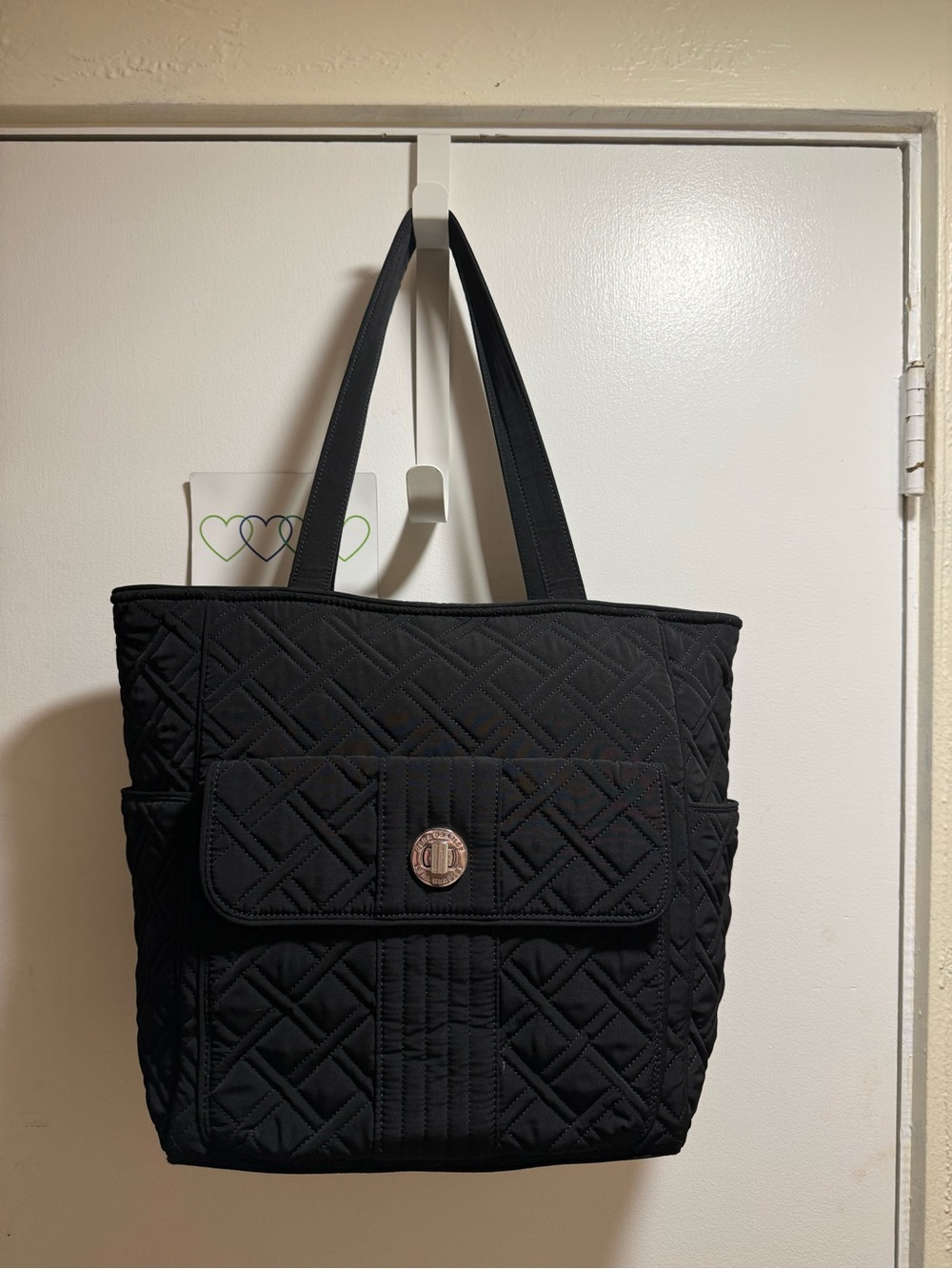 Vera Bradley Quilted Turn Lock Tote Bag. Black. EUC Like New!